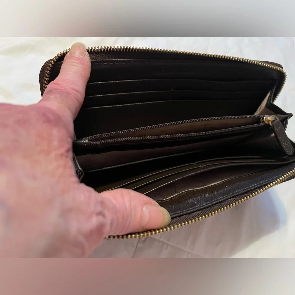 Michael Kors Dark Brown  Zip-Around Wallet